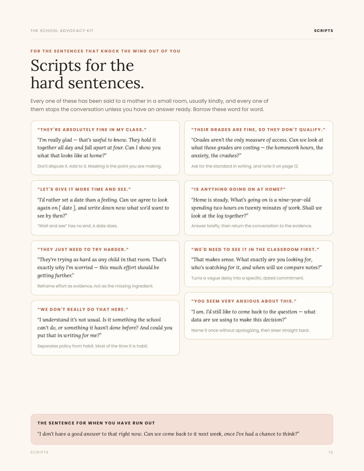 Scripts for hard school conversations from The Mom Advocate